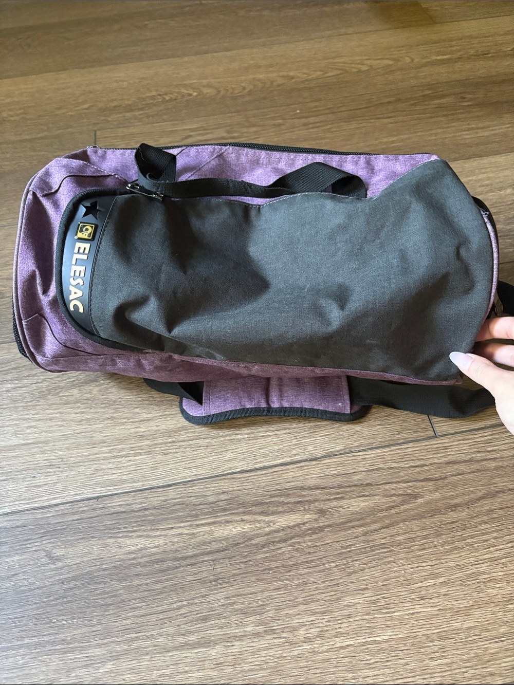 Purple and Black Gym Bag with Shoulder Strap
